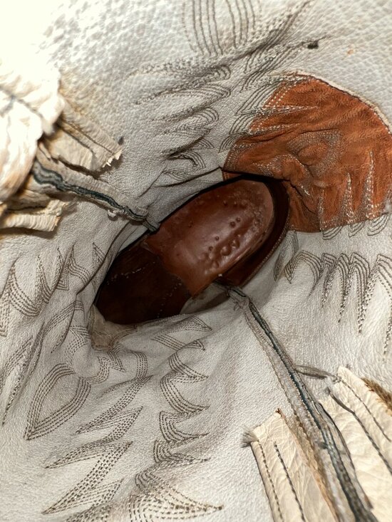 Bone Color Full FQ/Smooth Ostrich Cowboy Boots in Men\'s Size 11EE